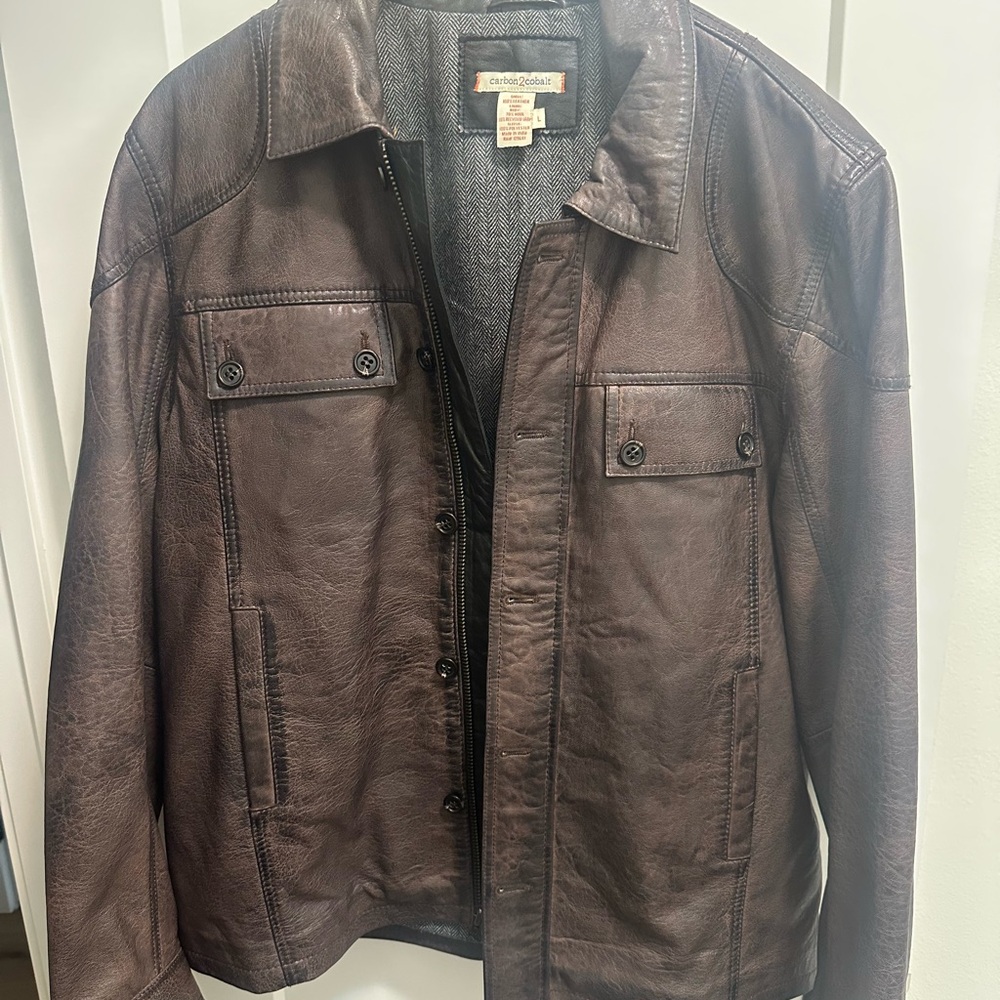 100% Brown Leather Jacket (Men’s L)